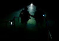 Instructors and Advanced class in a night dive.